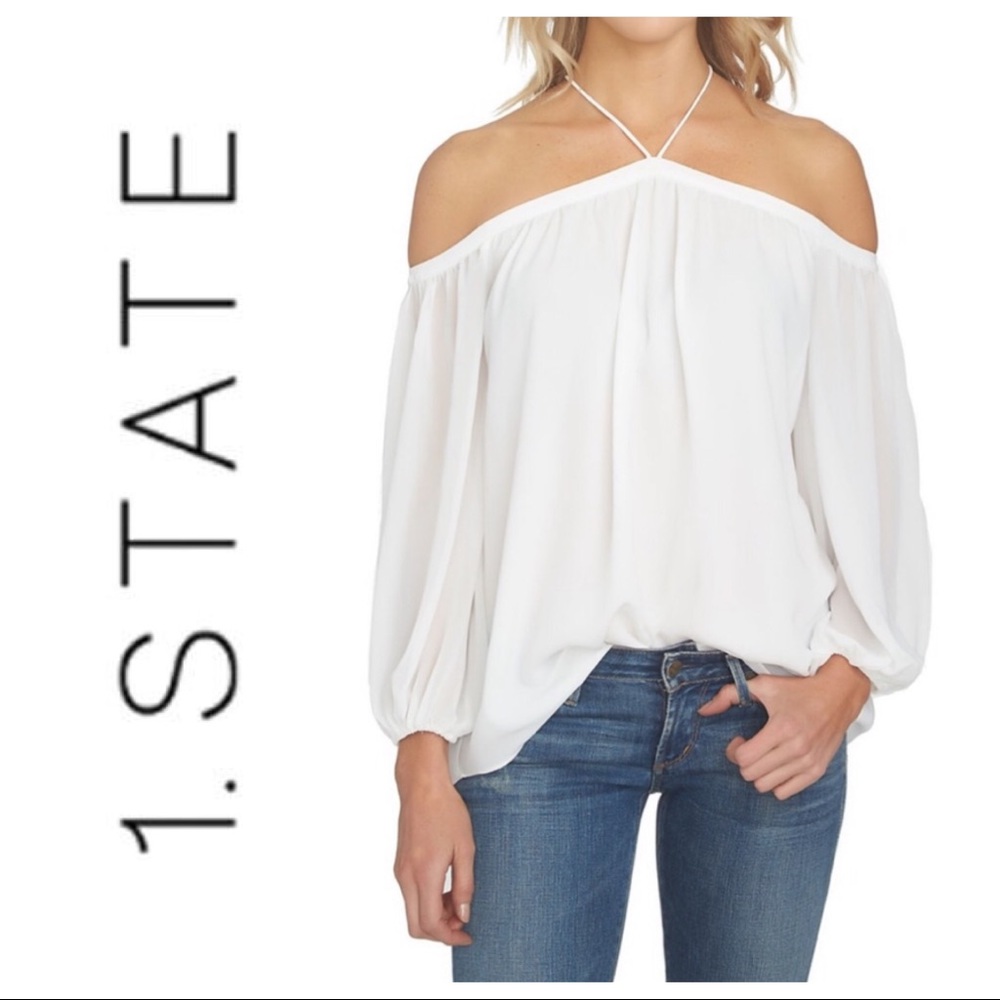 White boho cold shoulder top